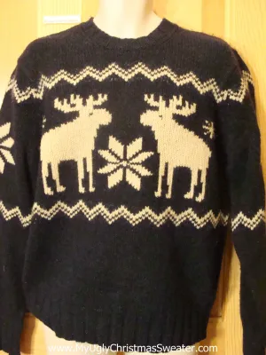 Ugly Christmas Sweater Vintage Style Reindeer Moose