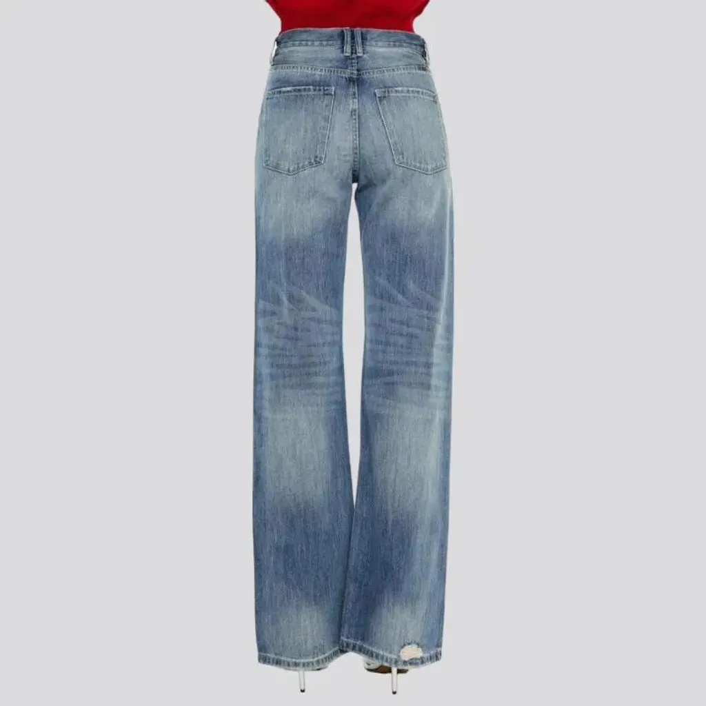 Wide-leg distressed jeans
 for women