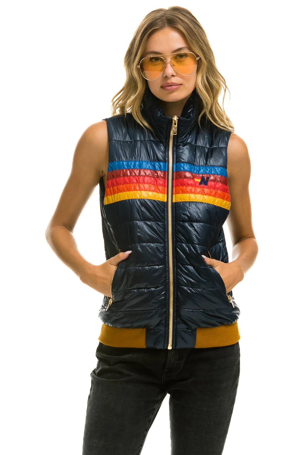 WOMEN'S 5 STRIPE VEST - GLOSSY NAVY