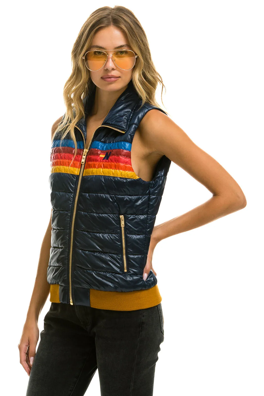 WOMEN'S 5 STRIPE VEST - GLOSSY NAVY