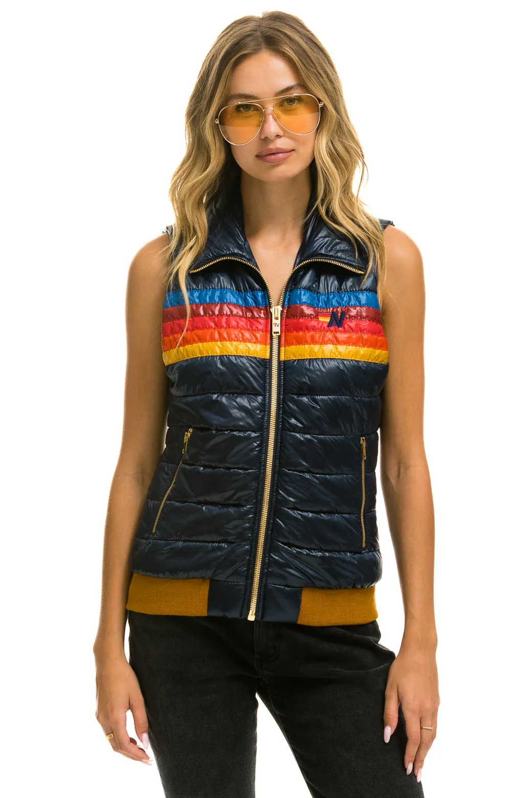 WOMEN'S 5 STRIPE VEST - GLOSSY NAVY