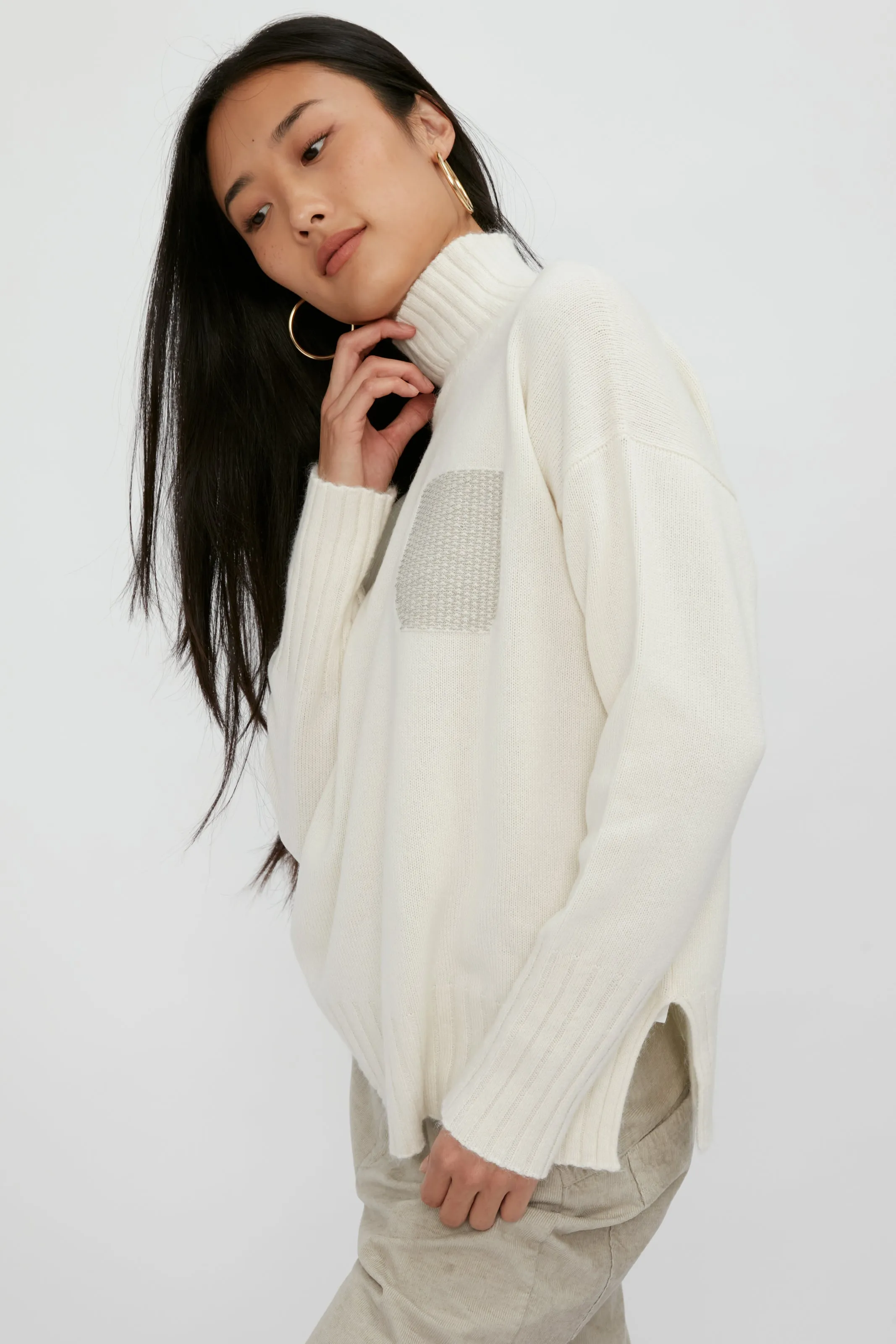 Wool Silk Cashmere Sweater in First Snow