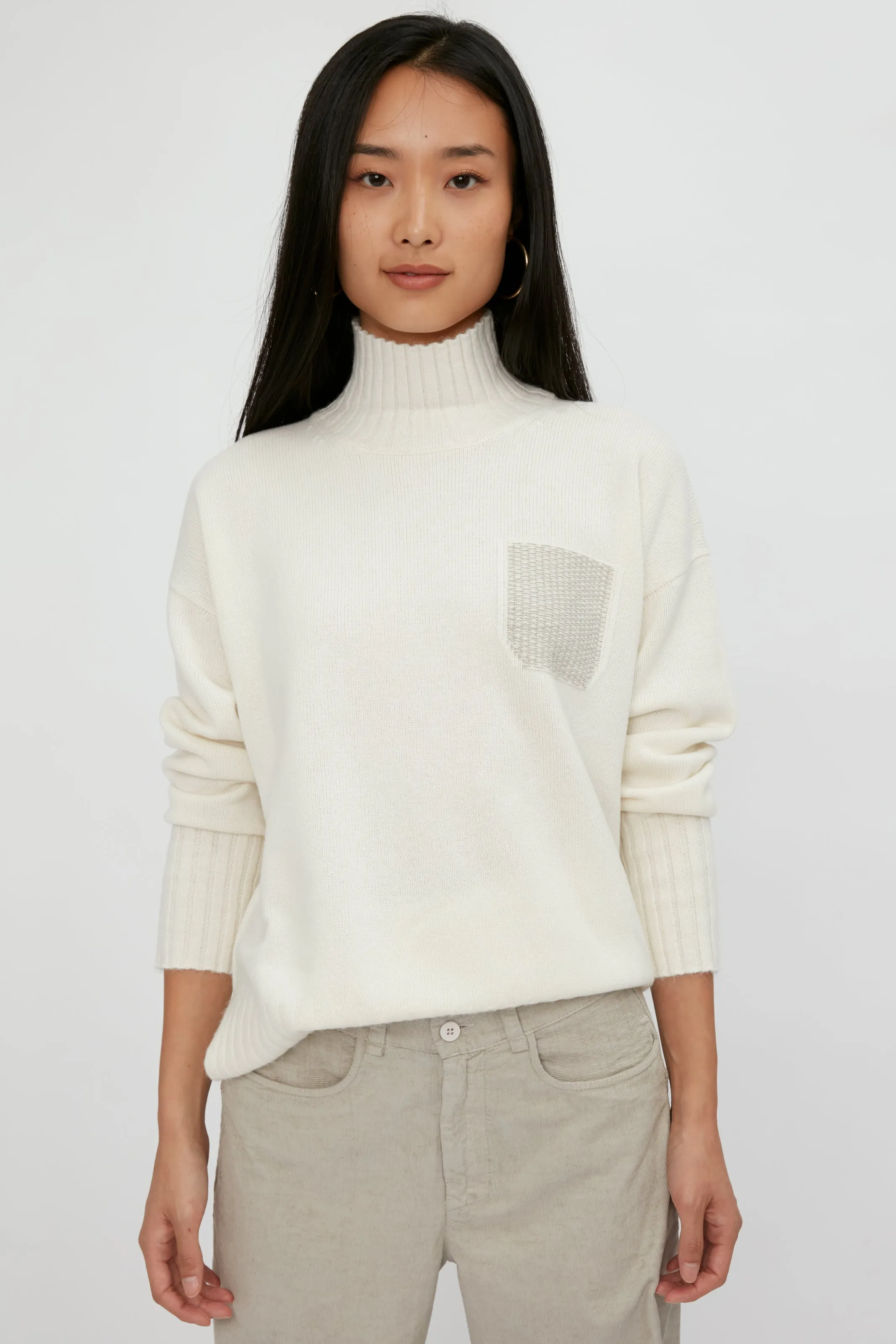 Wool Silk Cashmere Sweater in First Snow