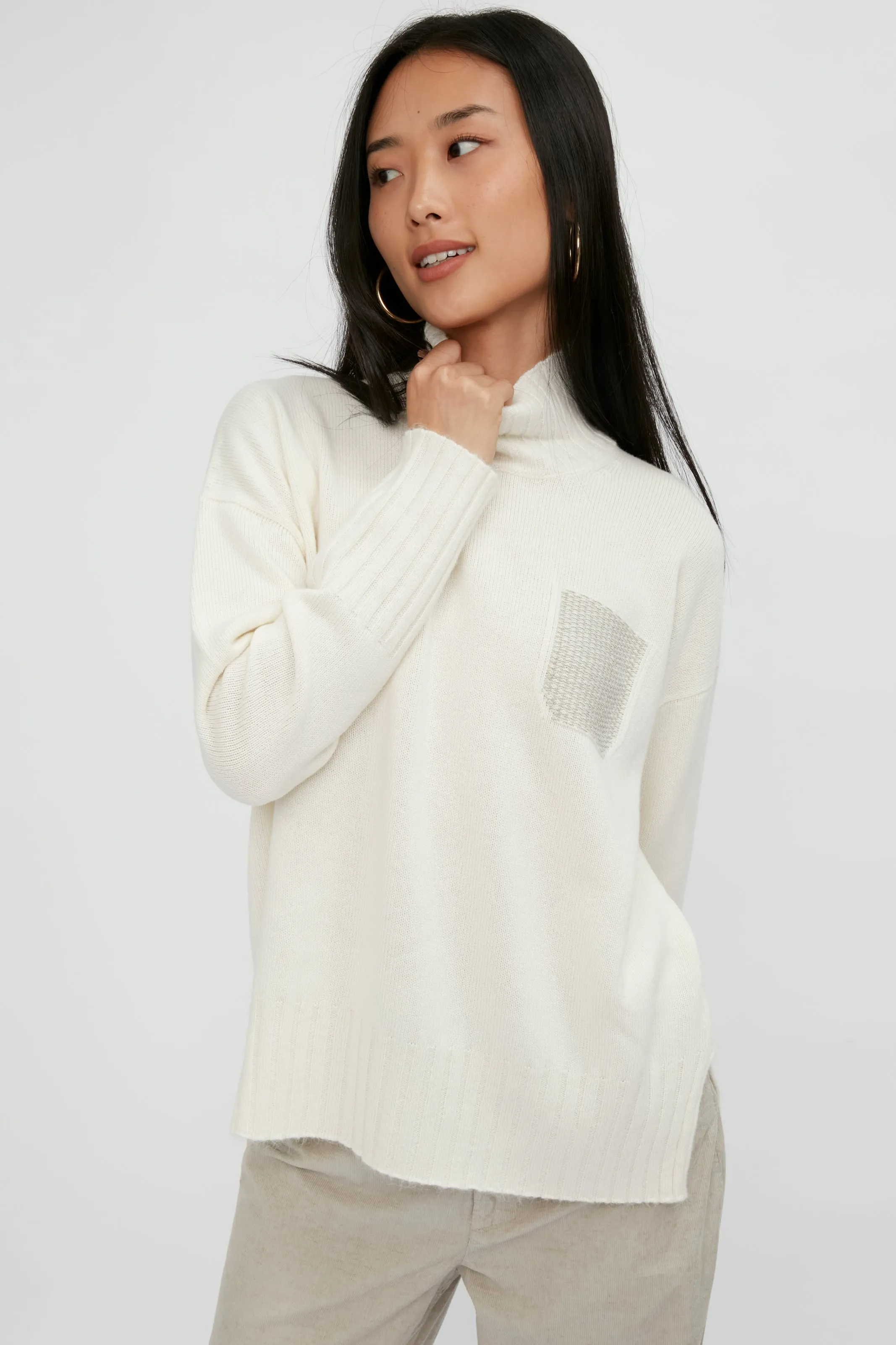 Wool Silk Cashmere Sweater in First Snow