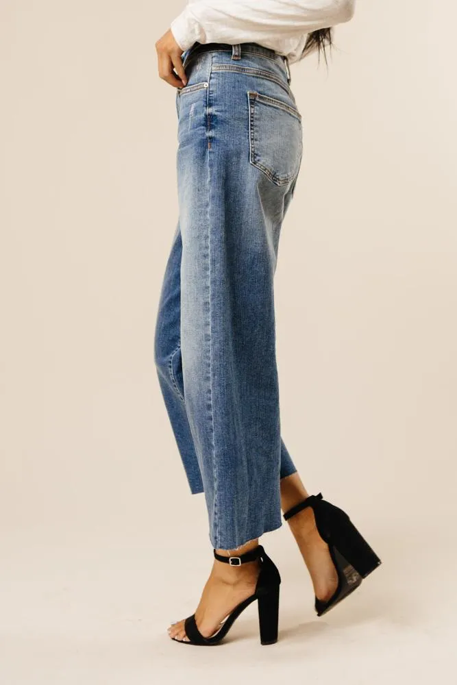 Yandow Wide Leg Cropped Denim in Medium Wash